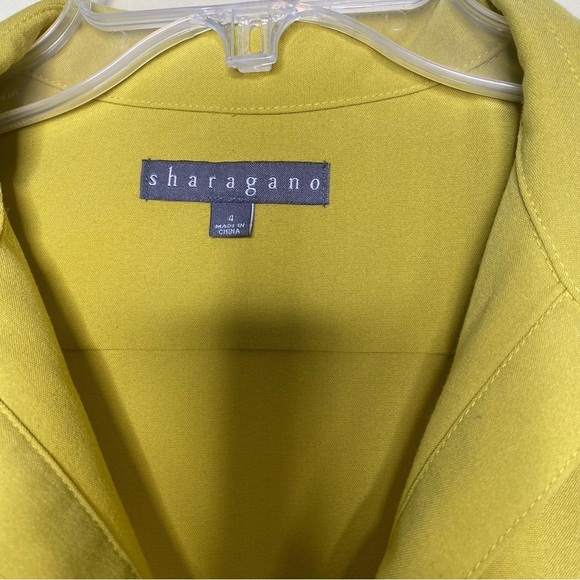 Sharagano Chartreuse Yellow Buttoned Belted Midi Sleeveless Dress Size 4 - Picture 6 of 11